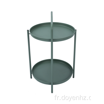 Table d&#39;appoint ronde pliante en métal à 2 niveaux